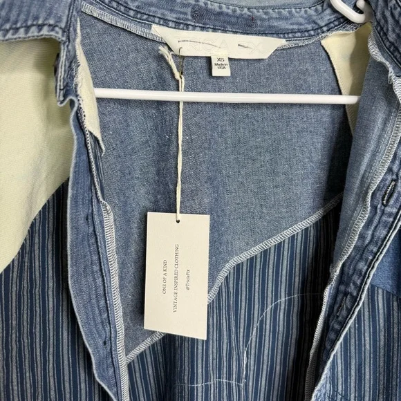 Free People X Tricia Fix Heart Appliqué Shirt Denim 100% cotton - XS NWT - Picture 6 of 11